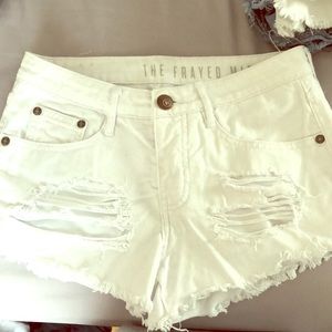 Cotton on white denim jean shorts